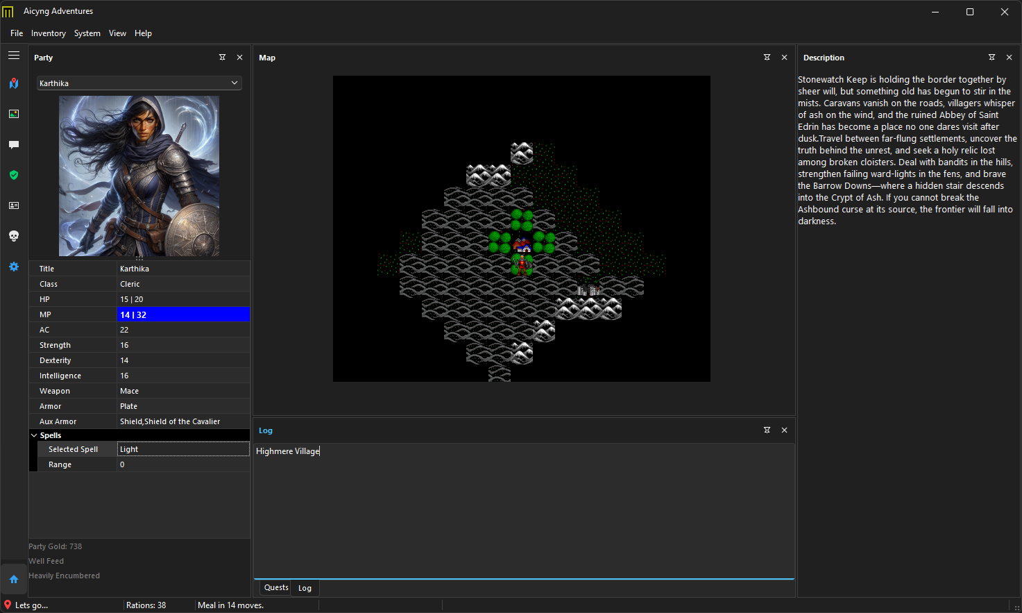 Aicyng Adventures game interface and artwork